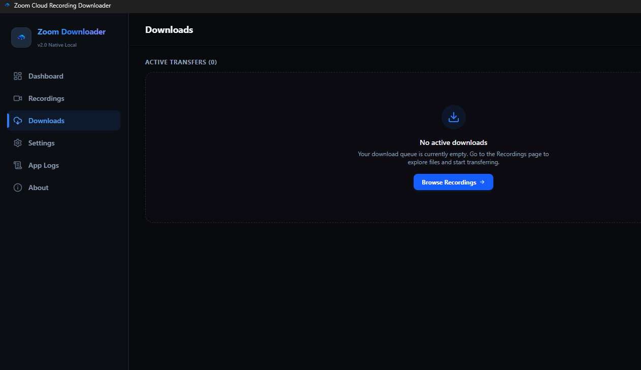zoom downloadr Downloads Queue